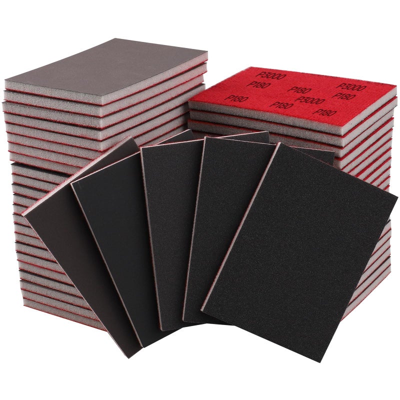 Shineboc 20 Pcs 3 x 4 Inch 180-3000 Grit Sanding Sponge Set, Ultra Fine Sanding Sponges Pads, Soft Foam Hand Sander Block Wet Dry Sandpaper for Model Drywall Metal Wood Furniture Polishing - Image 1